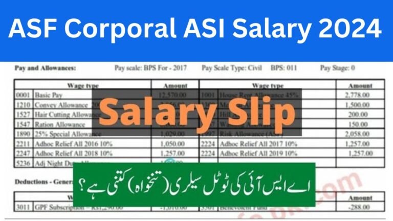 ASF Corporal ASI Salary in Pakistan 2024